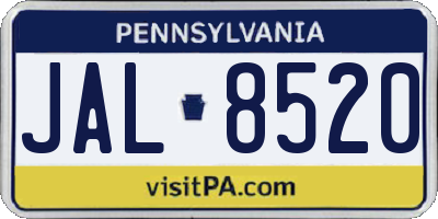 PA license plate JAL8520