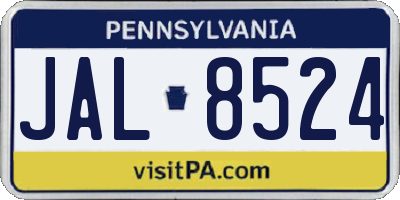 PA license plate JAL8524