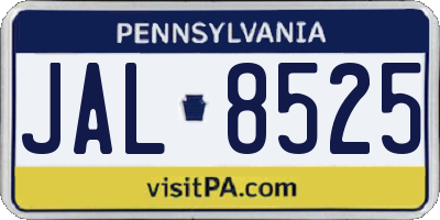 PA license plate JAL8525