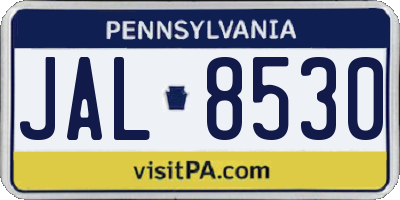 PA license plate JAL8530