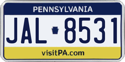 PA license plate JAL8531