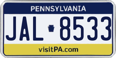 PA license plate JAL8533