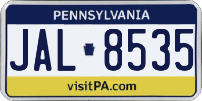 PA license plate JAL8535