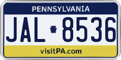 PA license plate JAL8536