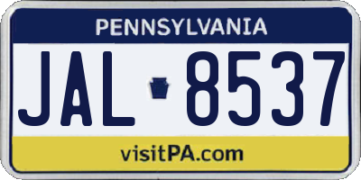 PA license plate JAL8537