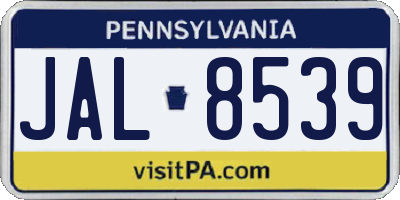 PA license plate JAL8539