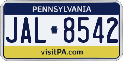 PA license plate JAL8542