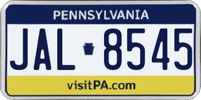 PA license plate JAL8545