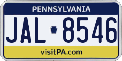 PA license plate JAL8546