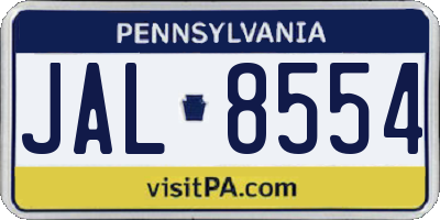 PA license plate JAL8554