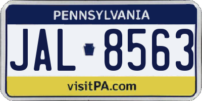 PA license plate JAL8563