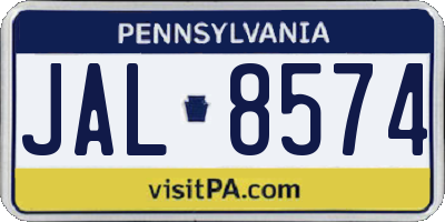 PA license plate JAL8574