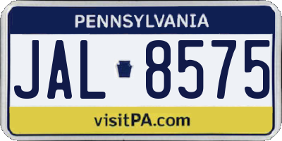 PA license plate JAL8575