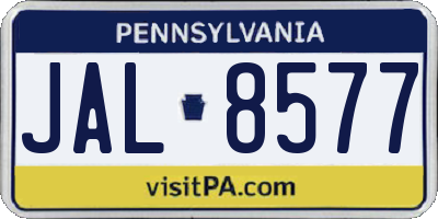 PA license plate JAL8577