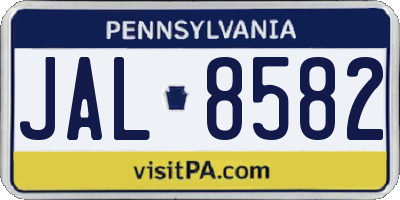 PA license plate JAL8582