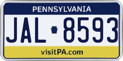 PA license plate JAL8593
