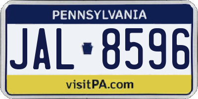 PA license plate JAL8596