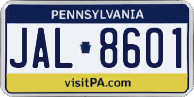 PA license plate JAL8601