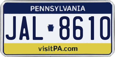 PA license plate JAL8610