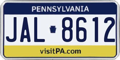 PA license plate JAL8612