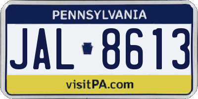 PA license plate JAL8613