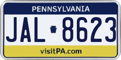 PA license plate JAL8623