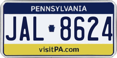 PA license plate JAL8624