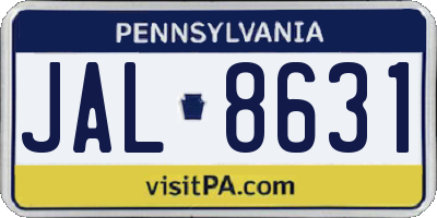 PA license plate JAL8631