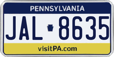 PA license plate JAL8635