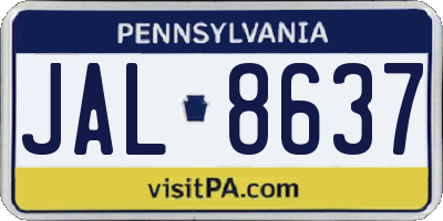 PA license plate JAL8637