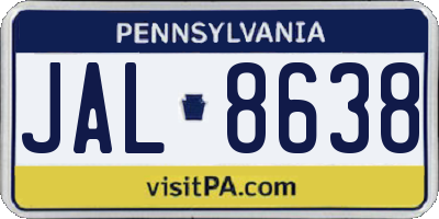 PA license plate JAL8638