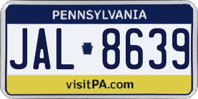 PA license plate JAL8639