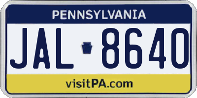 PA license plate JAL8640