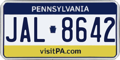 PA license plate JAL8642