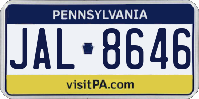 PA license plate JAL8646