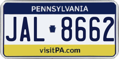 PA license plate JAL8662