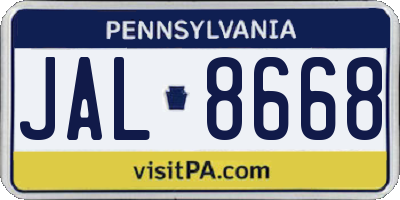 PA license plate JAL8668