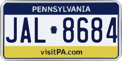 PA license plate JAL8684