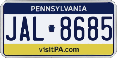 PA license plate JAL8685