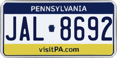 PA license plate JAL8692