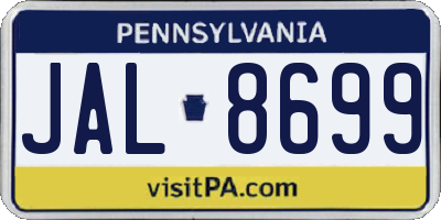 PA license plate JAL8699