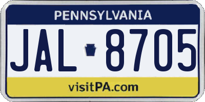 PA license plate JAL8705