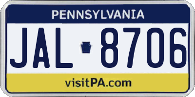PA license plate JAL8706