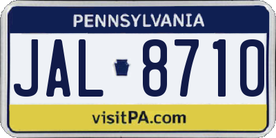 PA license plate JAL8710