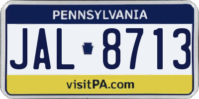 PA license plate JAL8713