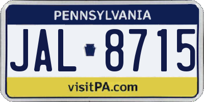 PA license plate JAL8715