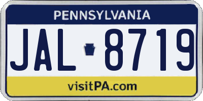 PA license plate JAL8719