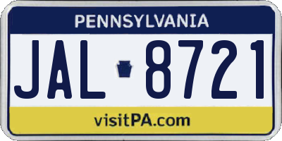 PA license plate JAL8721