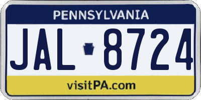 PA license plate JAL8724