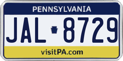 PA license plate JAL8729